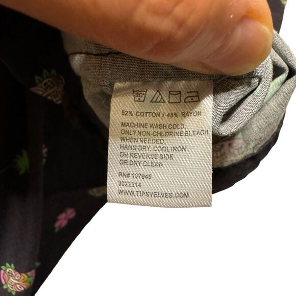 Tipsy Elves Men's Tiki Drinki Black Hawaiian Button Up Size XL - Picture 7 of 9